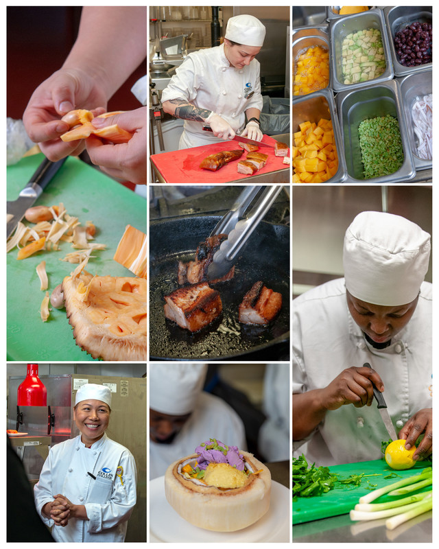 A collage of images from The Red Room's kitchen