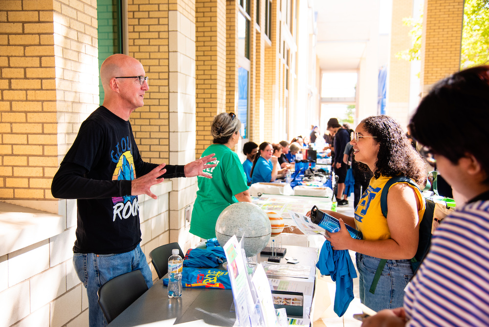 Students interact with professor